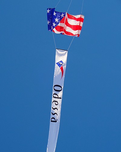Custom 75ft banner tail with Power Sled 36